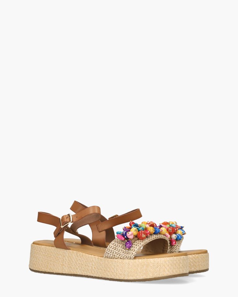 Willeniek Cognac/Beige Damessandalen