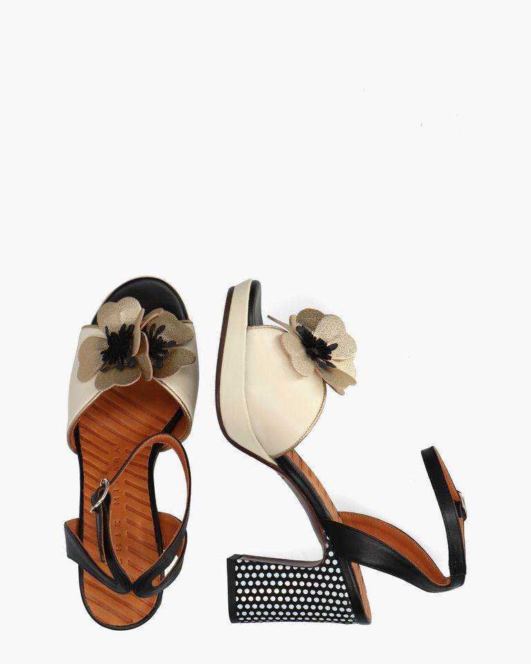 Kaski Off-White/Zwart Damessandalen
