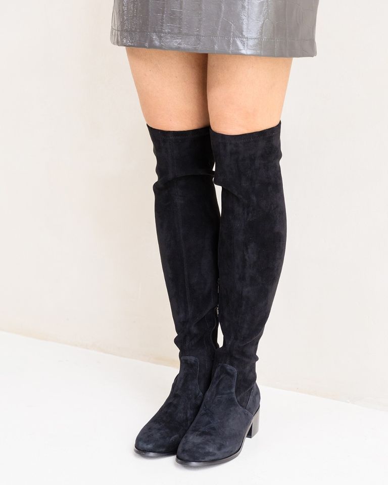Belinda Zwart Dames Overkneeboots