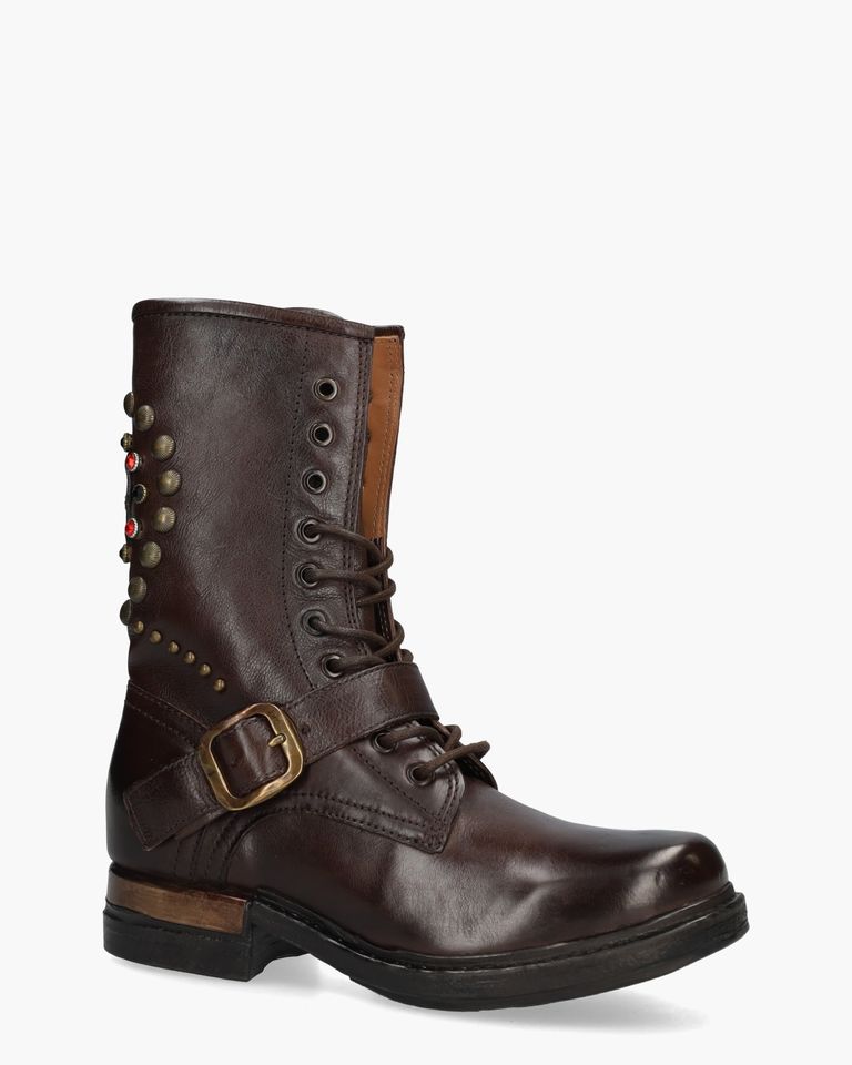 B80212 Donkerbruin Dames Veterboots