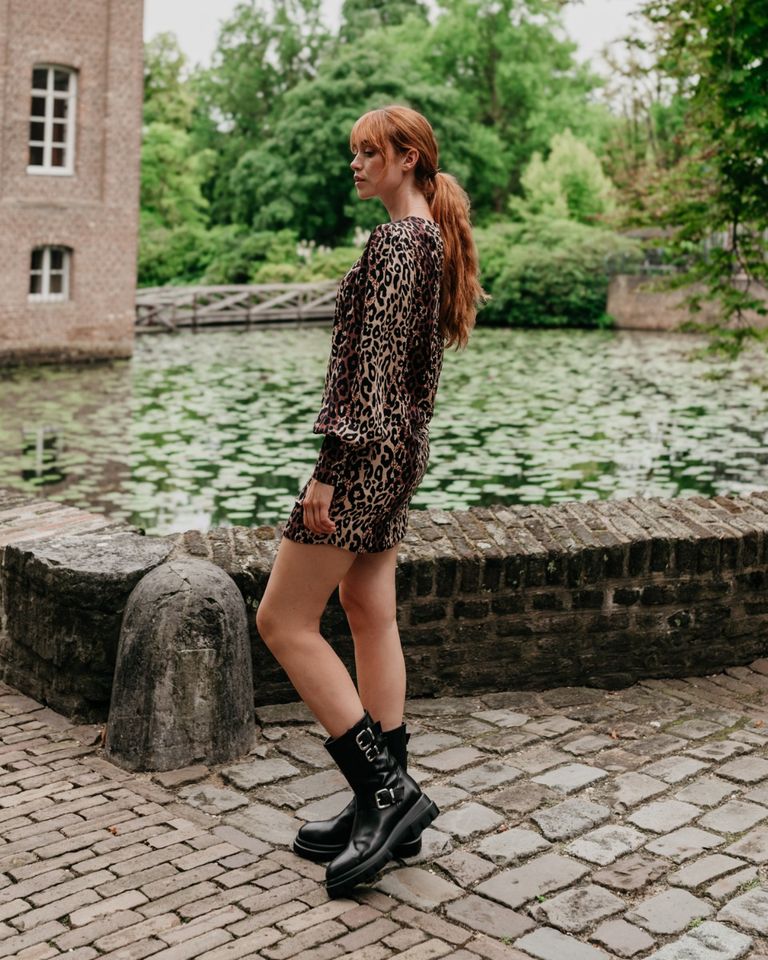 Chunky Biker Zwart Dames Enkellaarsjes