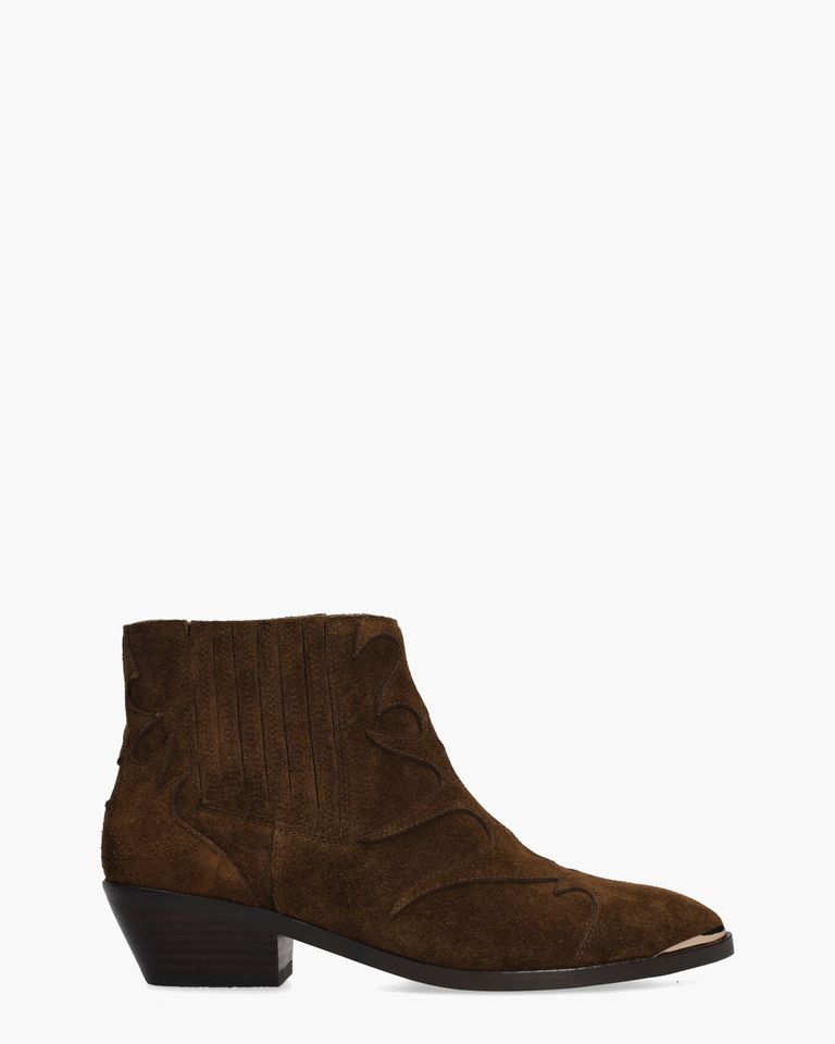 Sonia Metal Donkerbruin Dames Enkelboots 