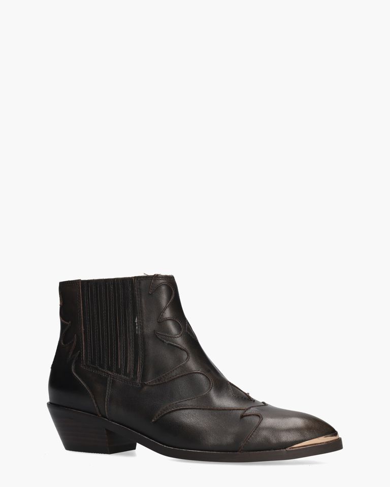 Sonia Metal Donkerbruin Dames Enkelboots 