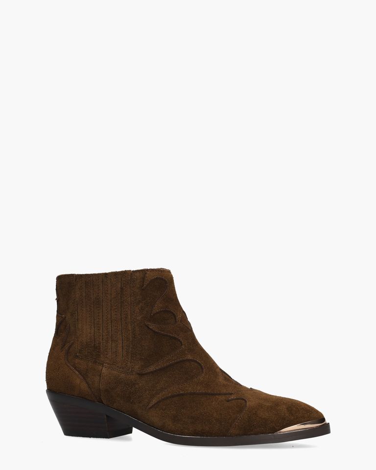 Sonia Metal Donkerbruin Dames Enkelboots 