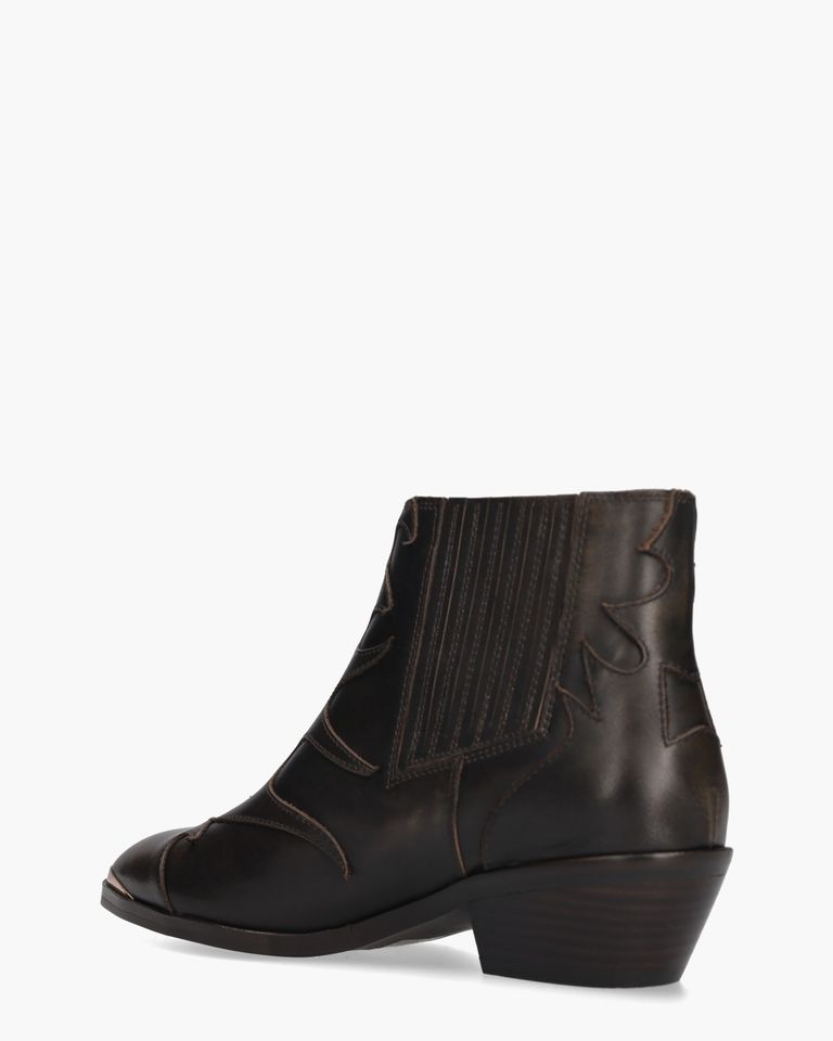 Sonia Metal Donkerbruin Dames Enkelboots 