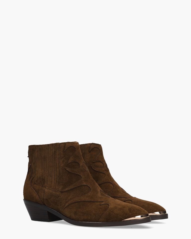Sonia Metal Donkerbruin Dames Enkelboots 
