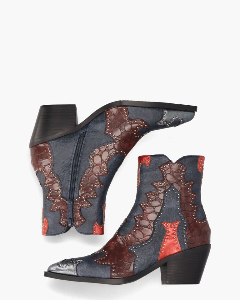 Miranda Blauw/Multicolor Dames Enkelboots