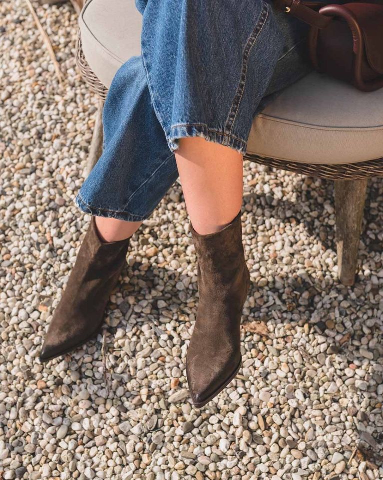 E4550 Donkerbruin Dames Enkelboots