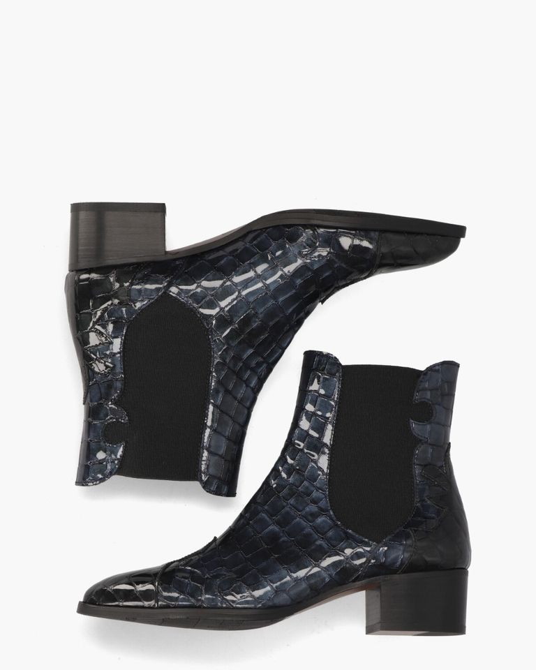30961 Zwart/Donkerblauw Dames Chelseaboots