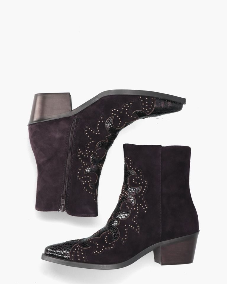 Carlotta Aubergine Dames Enkelboots