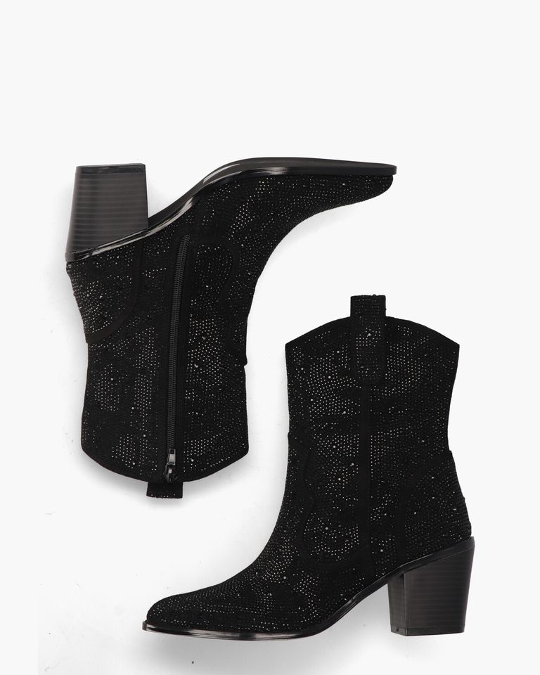 Usha Zwart Dames Enkelboots
