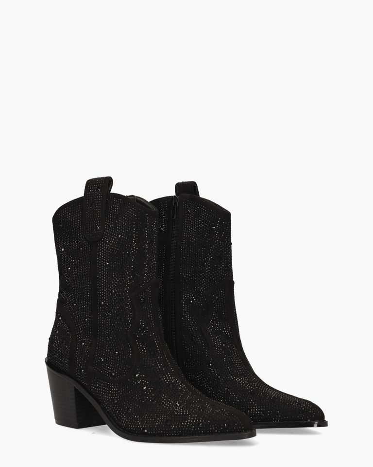 Usha Zwart Dames Enkelboots