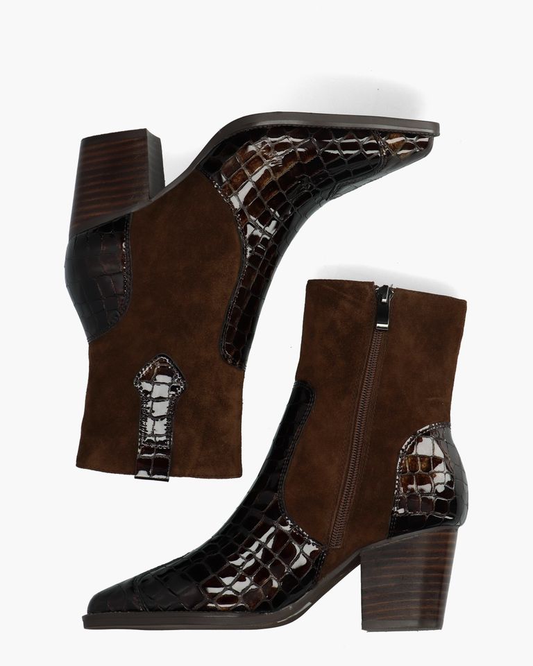Sybylle Cognac/Donkerbruin Dames Enkelboots