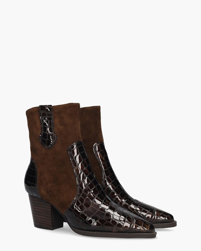 Sybylle Cognac/Donkerbruin Dames Enkelboots