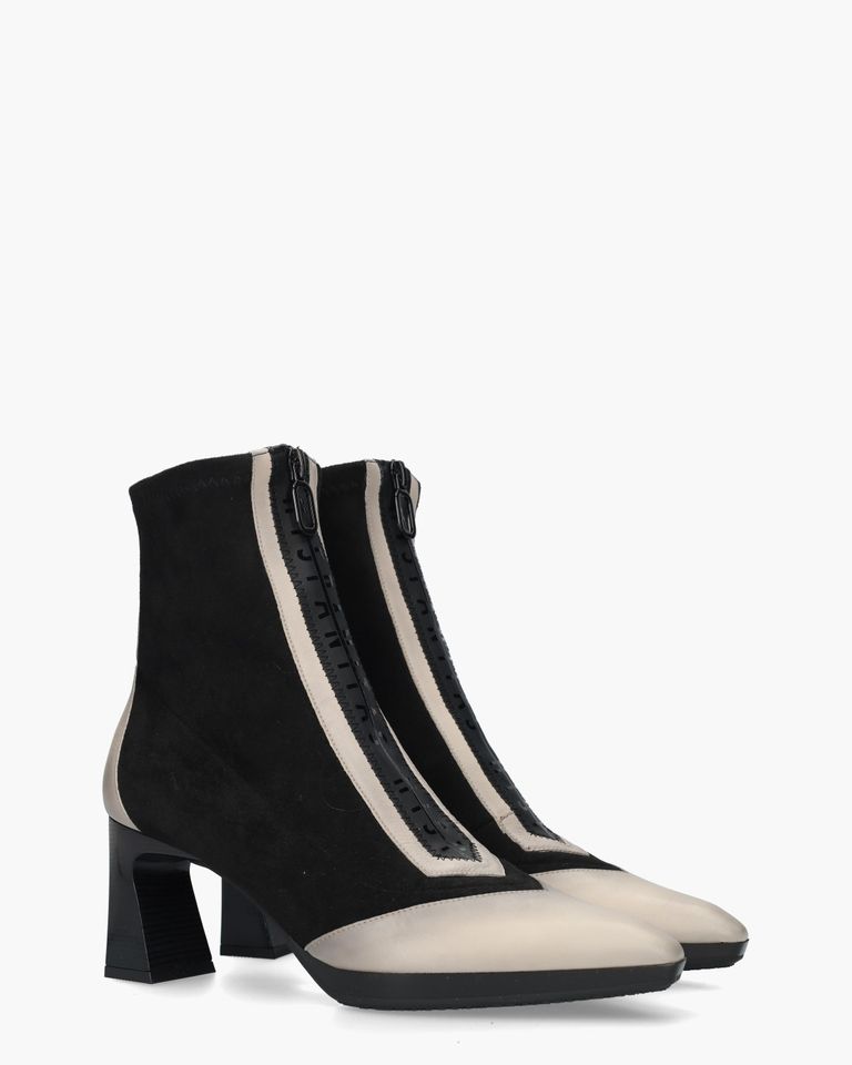 HI254186 Zwart/Wit Dames Enkelboots