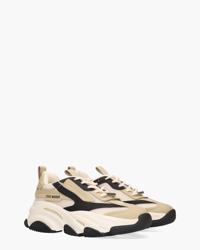 Possession-E Wit/Zwart/Beige Damessneakers 