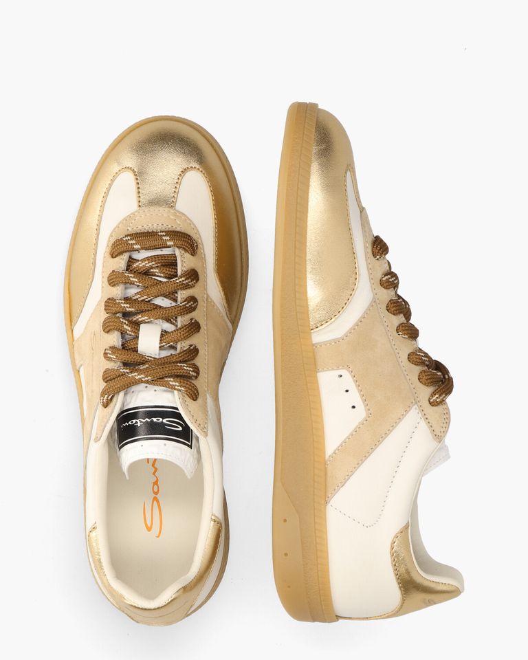 61244 Wit/Beige/Goud Damessneakers