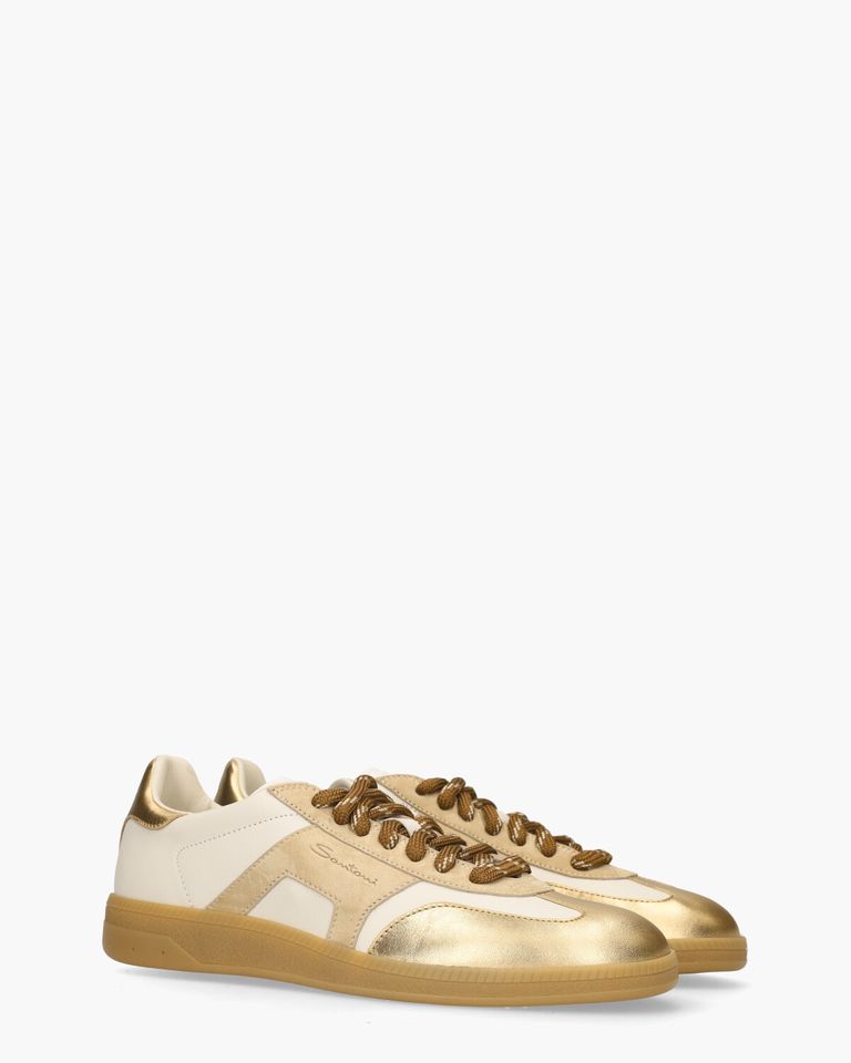 61244 Wit/Beige/Goud Damessneakers
