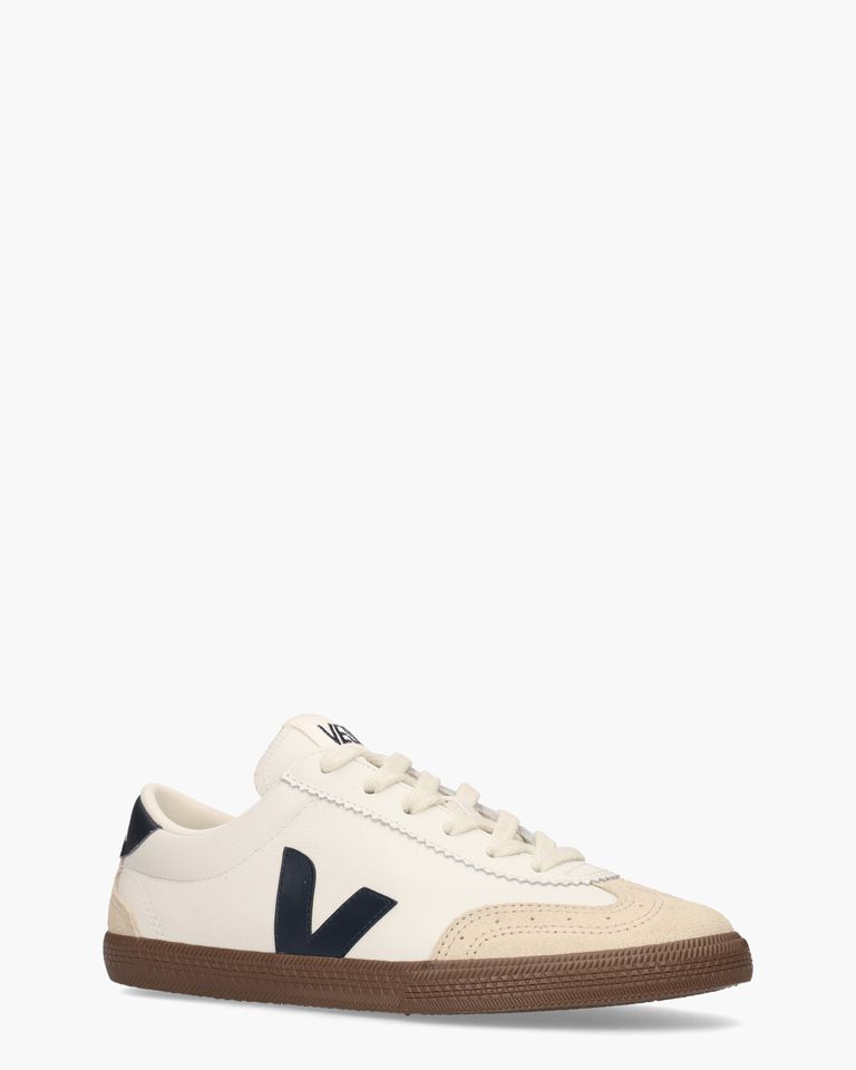 Volley Leather Wit/Donkerblauw Damessneakers
