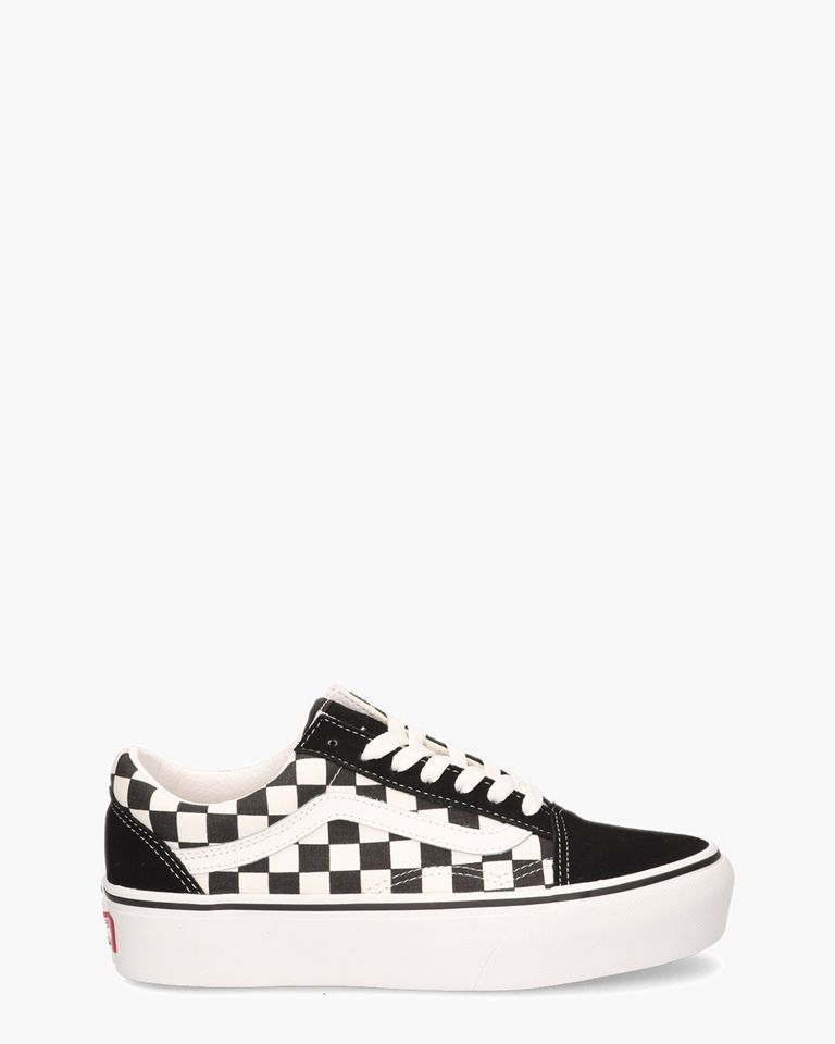 Checkerboard Old Skool Platform Zwart/Wit Damessneakers