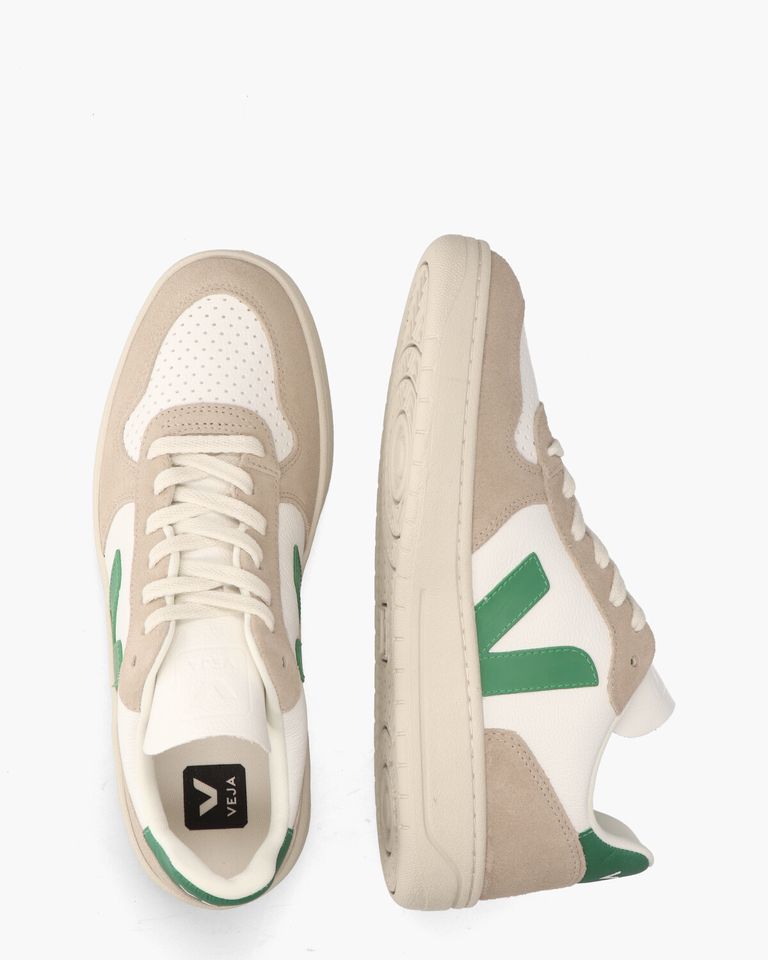 V-10 Chromefree Leather Wit/Groen/Beige Herensneakers