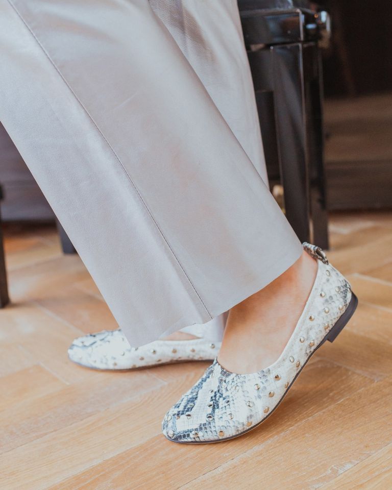 Milly Soft Off-White/Zwart Damesballerina's
